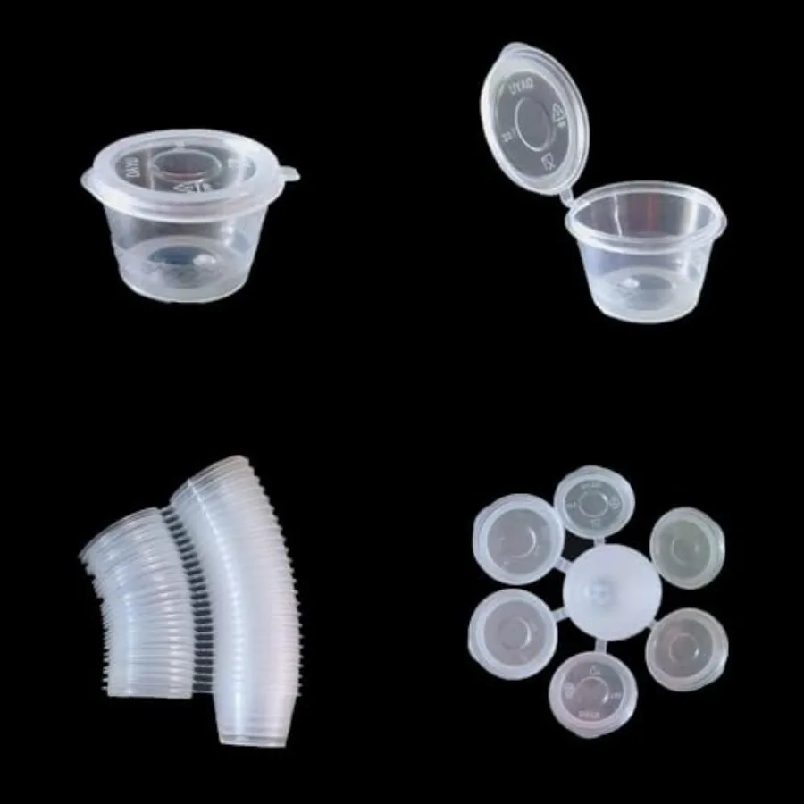 

Plastic Souffle Cups, Disposable Clear Leak Proof Sauce Cup With Hinged Lid, Used for Various Sauces, Food Samples, Storage Cra