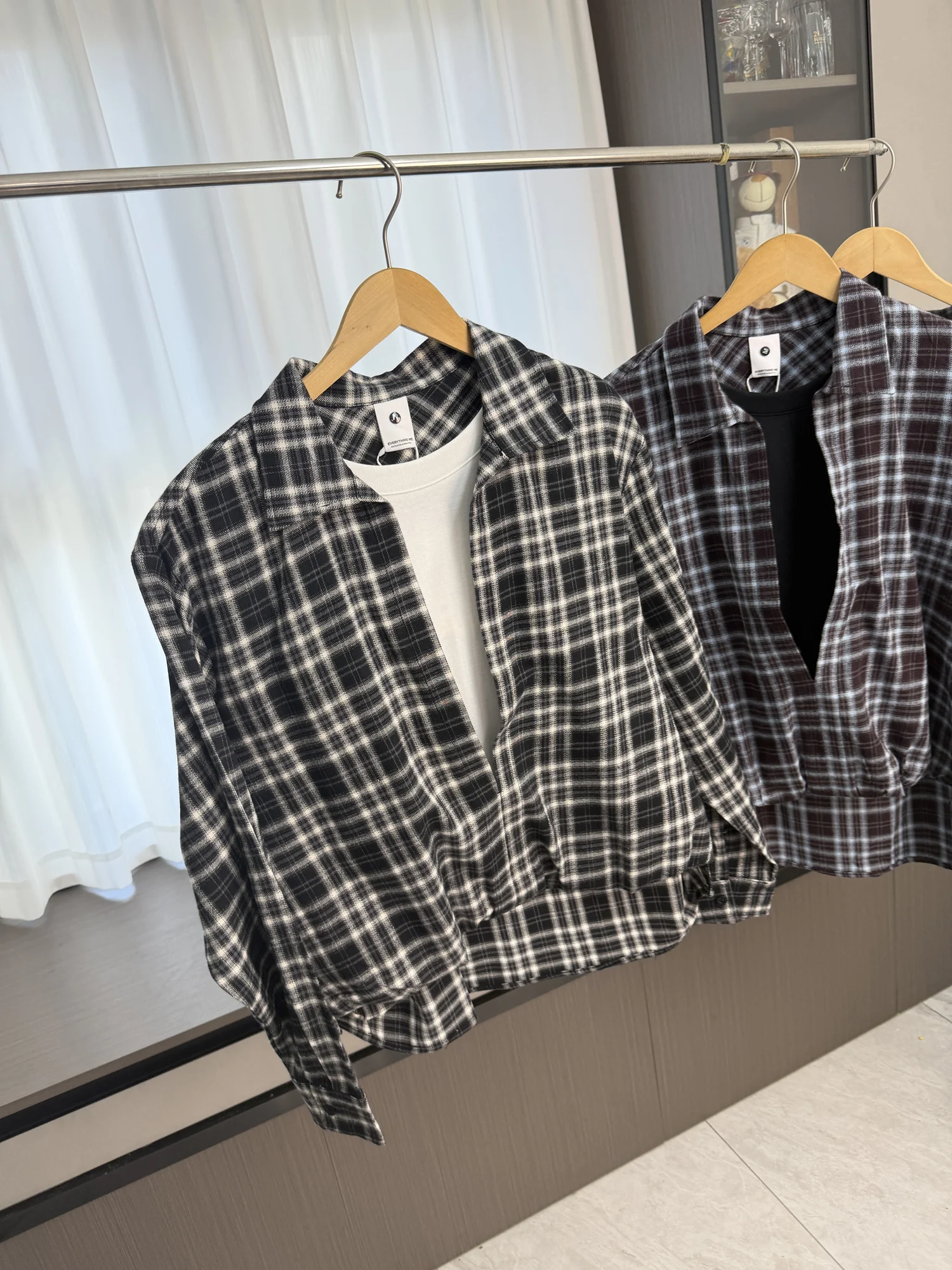 American Style Men's Loose Long Sleeve Shirt Classic Plaid Fake Two-Piece Design Autumn Laid-back Style Button-Up Casual Shirt