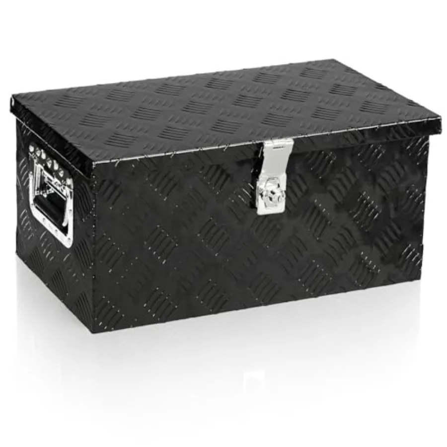 

20 L x 12 W x 9.5 H Aluminum Truck Bed Tool Box Pick Up RV Trailer Toolbox Storage Lockable Organizer with Side Handle and Lock