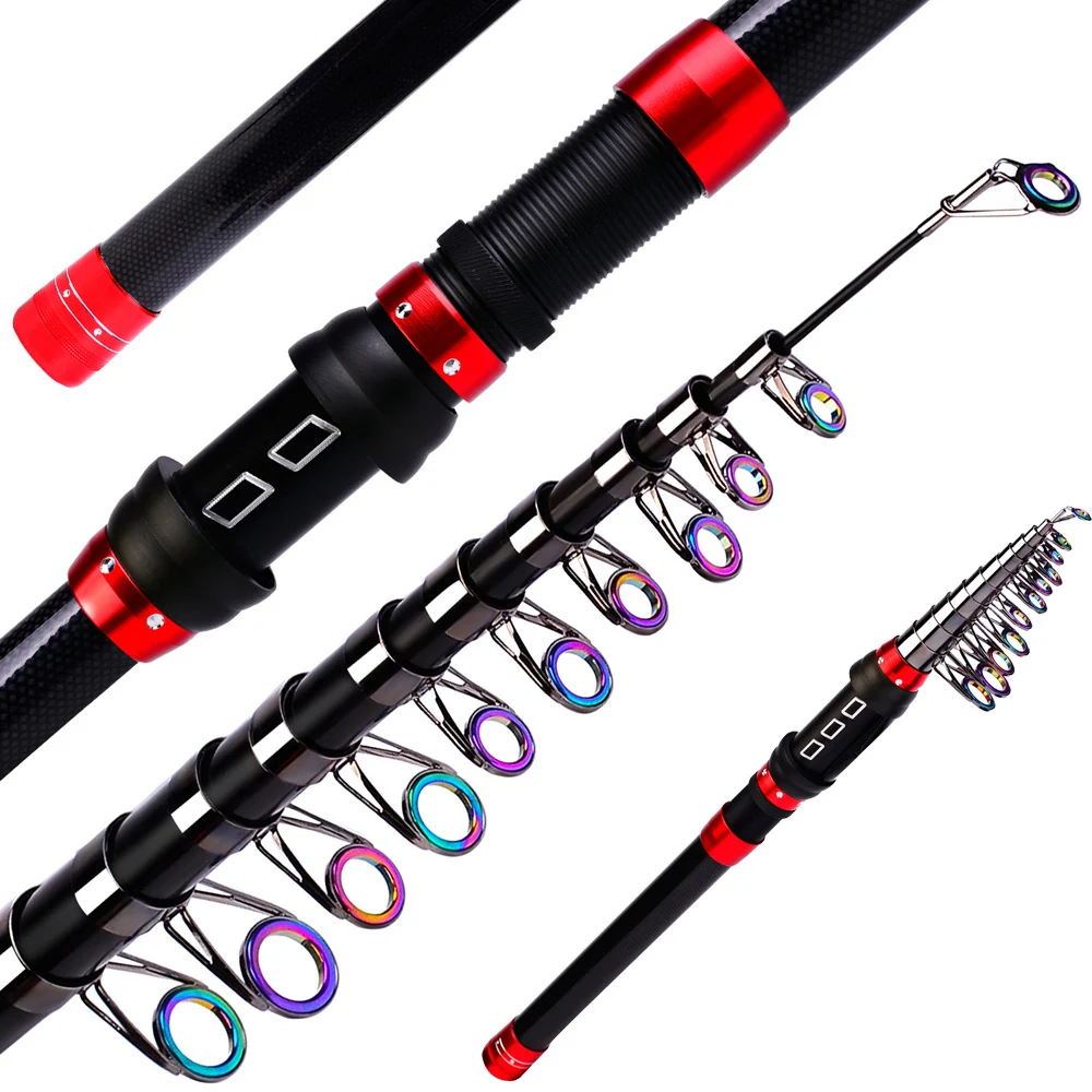 

Carbon Telescopic Sea Fishing Rod Carbon Fiber Ultralight Fishing Pole Portable Spinning Casting Rods for Fish Pole 1.2-2.1m T4