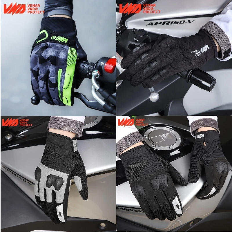 

VND Summer Motorcycle Gloves Breathable Sports MTB Cycling Gloves Touch Screen Full Finger Motcrosss Racing Gloves Men Guantes