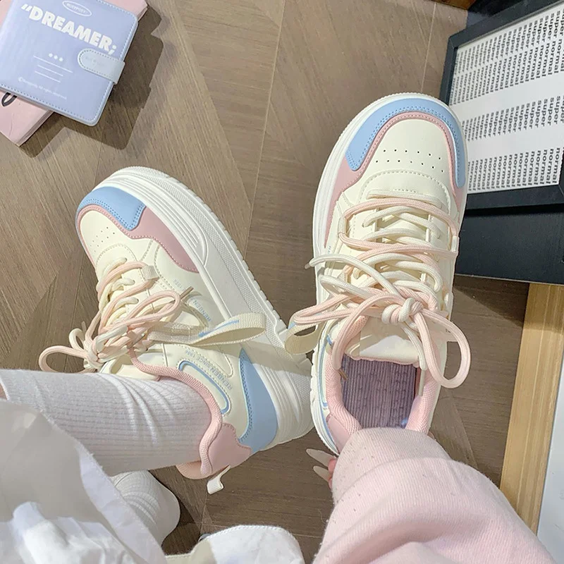 Zapatillas Autumn Women Skateboard Shoes Platform Casual Sneakers Fashion Breathabe Round-toe Vulcanized Shoes Women's Trainers view 4