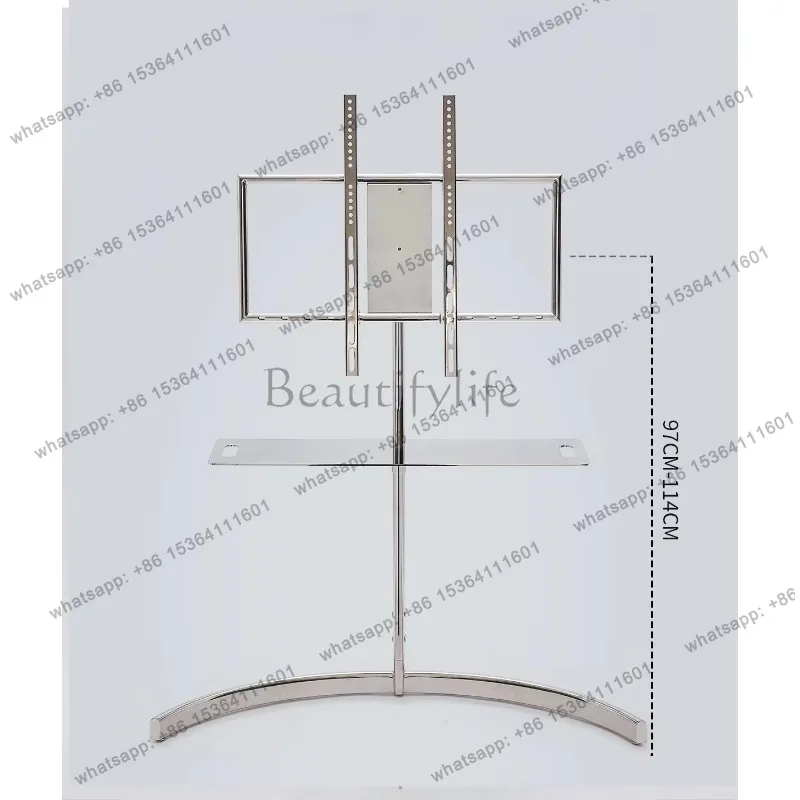 YJ Movable TV Rack Stainless Steel Load-bearing TV Rack Living Room Bedroom Universal TV Rack