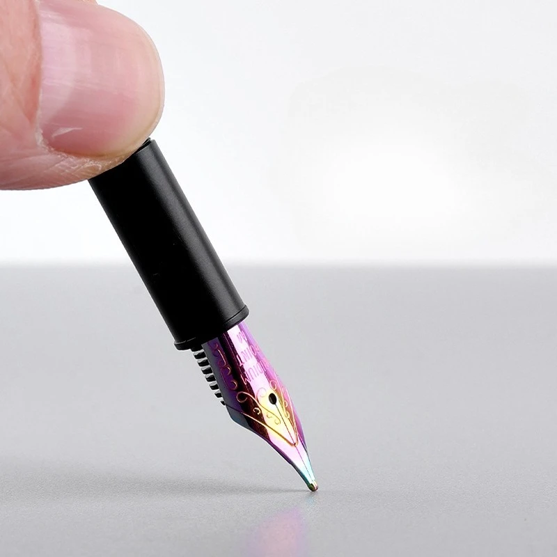 26mm Universal Fountain Pen Tips Assembly EF 0.38mm Titanium Black F Gold M Tips Small Bent Tip Art Bent Pen Tip Writing Drawing