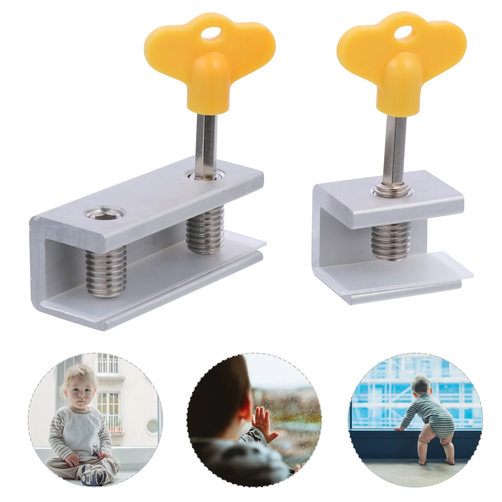 

4 Pcs with Key Security Lock Child Cabinet Safety Locks Aluminum Alloy Household Window Fans Sliding for