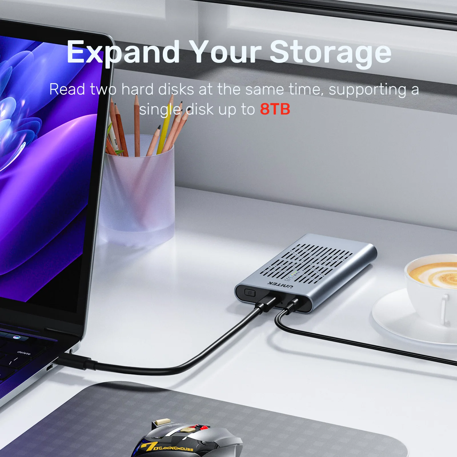 

USB C Dual M.2 NVMe SSD Enclosure 20Gbps USB 3.2 Gen 2 Type-C RAID Adapter with Offline Cloning for PCIe NVMe 2280/2260/2242