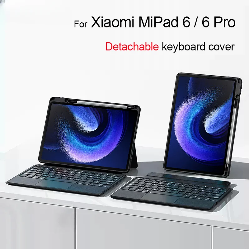 

Detachable Wireless Bluetooth Touchpad Keyboard Case for Xiaomi Pad 6 MiPad 6 Pro 11 inch with Pencil Slot Backlight Keyboard