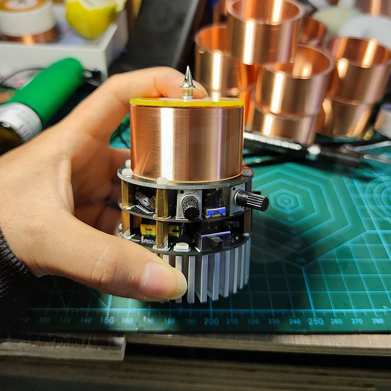 Cuộn Dây Tesla Công Cụ Dạy Học Bluetooth Không Dây Đèn Chiếu Sáng Cảm Ứng Sét Nhân Tạo Mini Âm Nhạc Đôi Lớp E Chắc Chắn