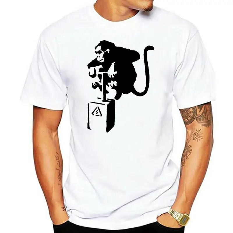 Mens Banksy T Shirt - Detonator Monkey