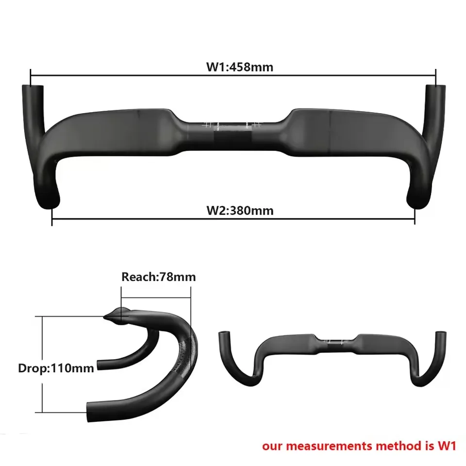 RXL SL Gravel Fahrradlenker, Kohlefaser-Fahrradlenker, Rennrad-Drop-Bar 31,8 x 458/478/498 mm, Aero Dropbars Innenführung