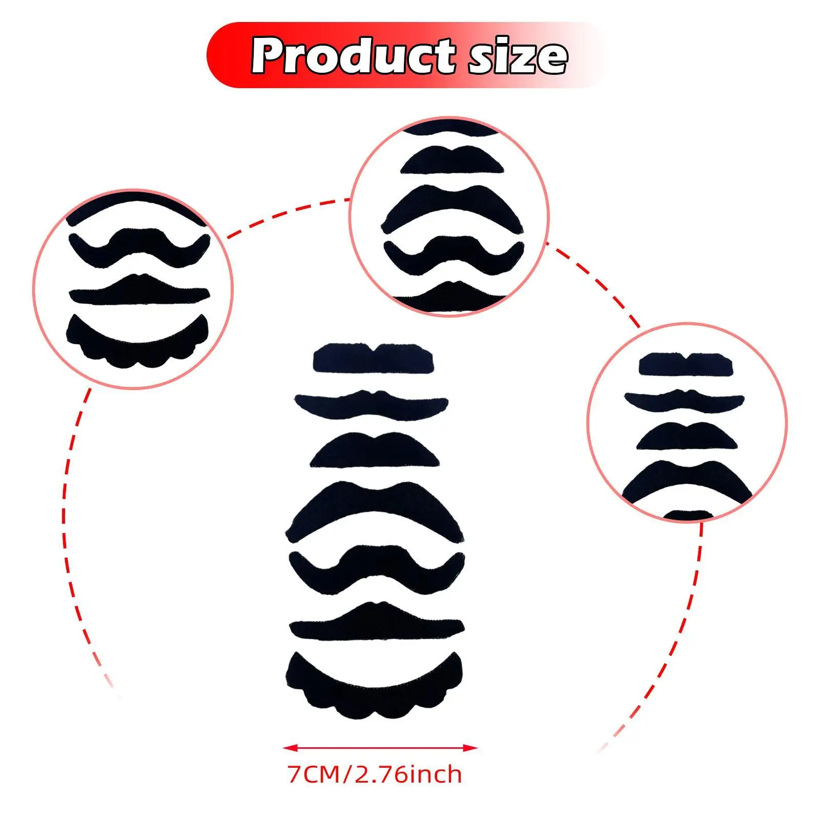 Fake Mustaches Set Polyester Costume Accessories Realistic Self Adhesive Beards Party Supplies for Halloween Cosplay