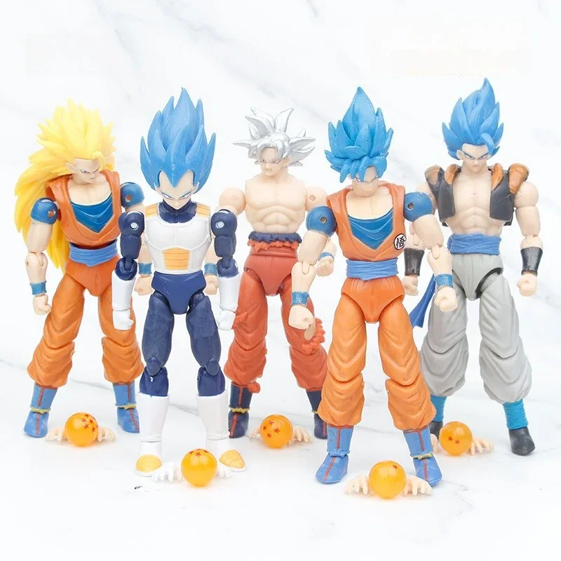 Figura de Dragon Ball Z de Anime Vegeta Goku, figura de acción de Super Saiyan, muñeca transformable móvil, modelo de colección, juguete para regalo