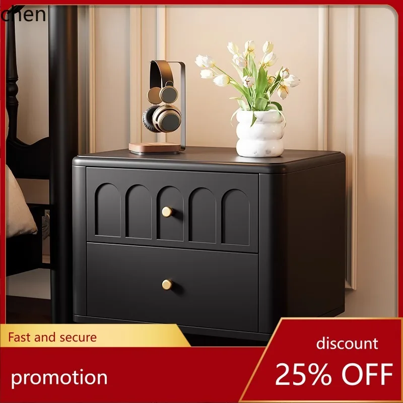 

HT Bedside Cabinet Solid Wood Vintage Home Storage Cabinet Bedroom Organizer