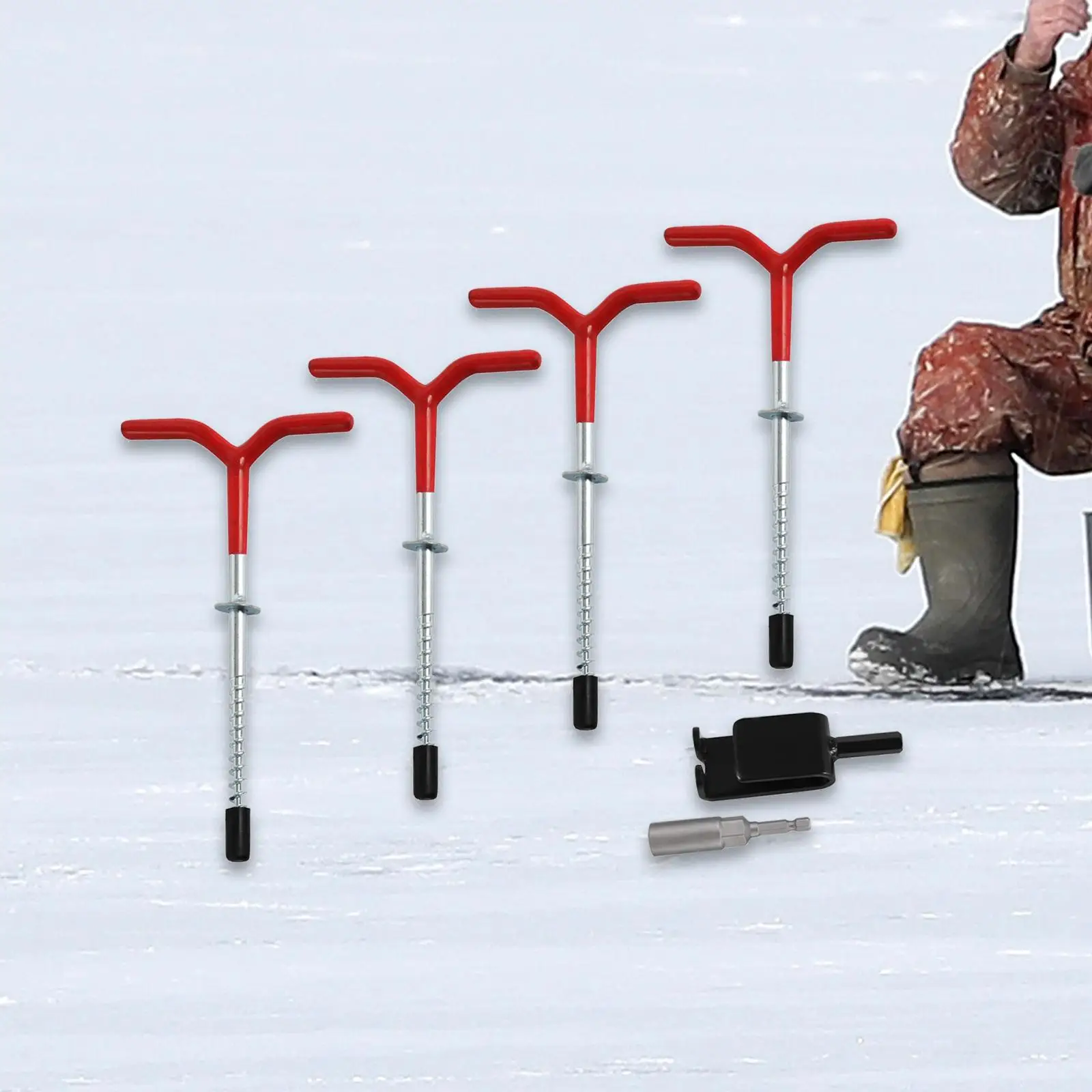 

4x Ice Fishing Anchors Ice Anchor Power Drill Adapter Setting up Ice Fishing