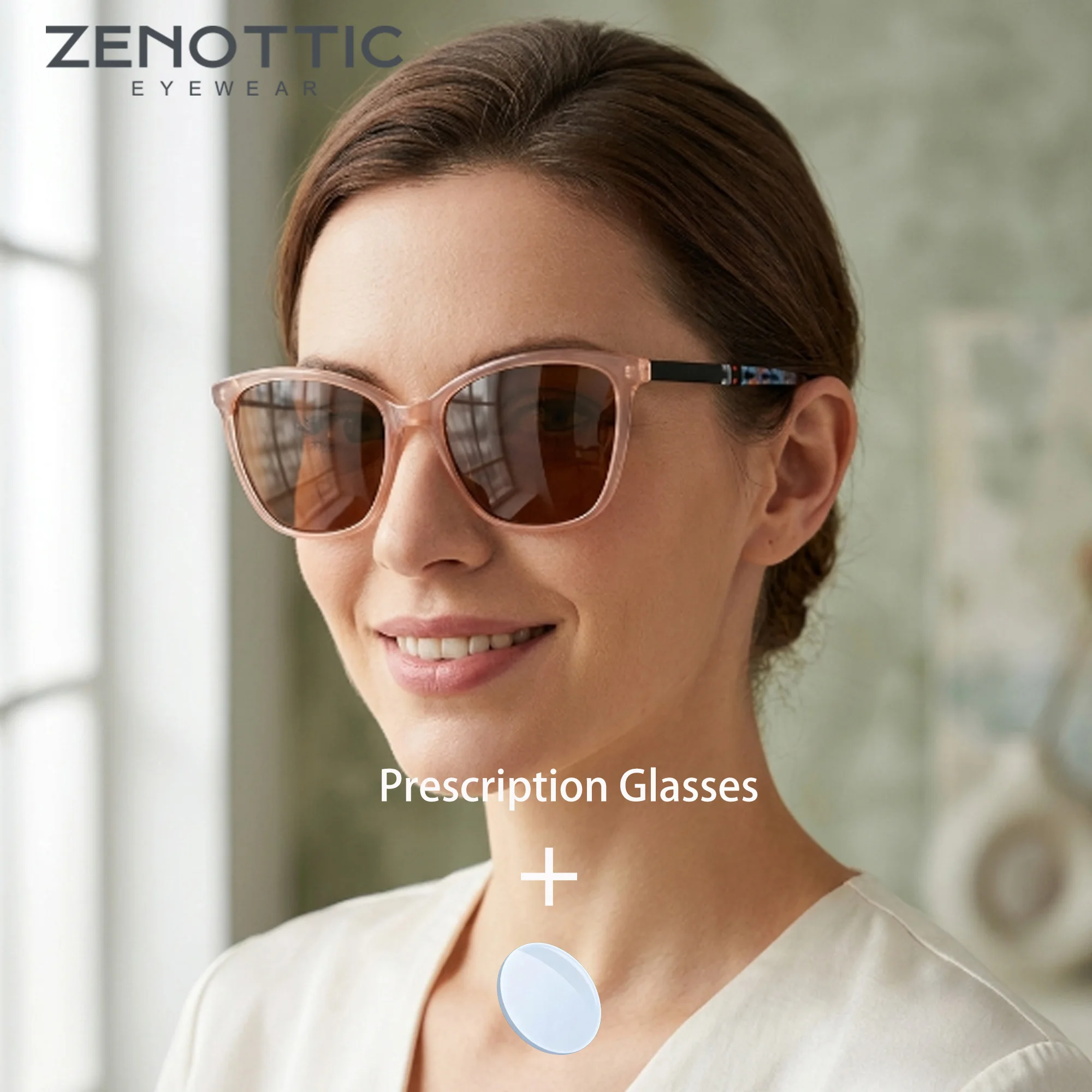 ZENOTTIC Women Butterfly Prescription Sunglasses Polarized UV400 Myopia Light Sensitivity Simple Eyewear