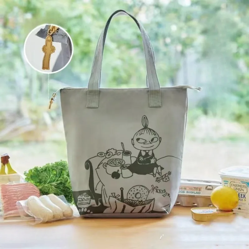 Hot Cute Anime Moomins Series Shopping Bag Kawaii Cartoon Printing Creativity Outdoor Insulated and Refrigerated Bento Bag