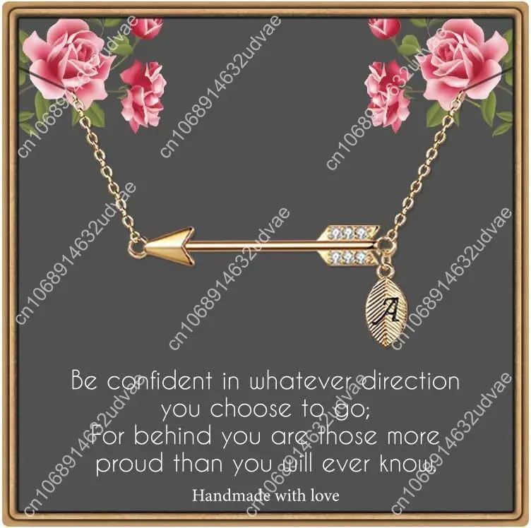 Выпускные подарки для нее - 14-каратное позолоченное ожерелье со стрелкой, начальное выпускное ожерелье, подарки на выпускной класса 2025 года, выпускной колледжа
