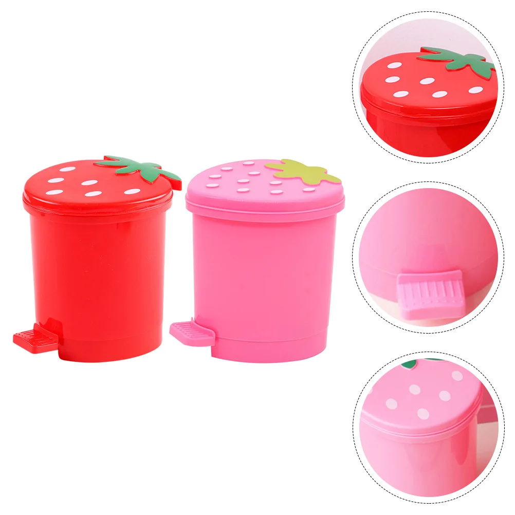 

2Pcs Heart Shape Small Desktop Trash Cans Covered PP Storage Containers Garbage Bins Office Household Desk Organizer