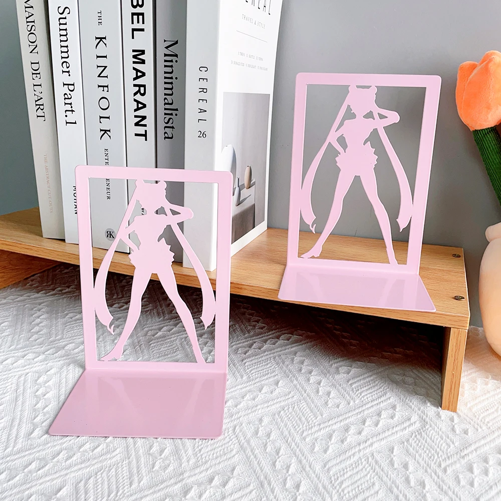 Imagem -03 - Sailor Moon Anime Cartoon Bookends Heavy Duty Estante Casa Antiderrapante Material de Escritório Desktop Bela Rosa Série Fan Pcs