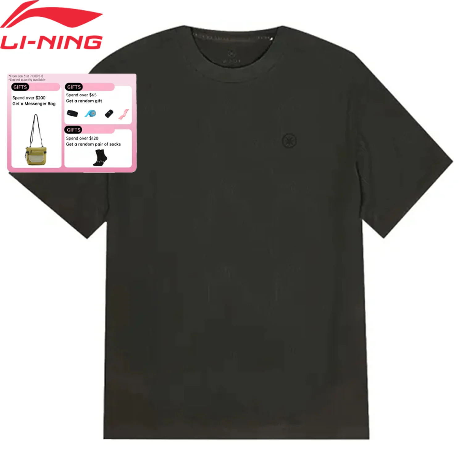 

Li-Ning Men's Wade T-shirt Loose Fit Comfortable Summer Breathable Round Neck LiNing Knitted Tee Tops AHSV811