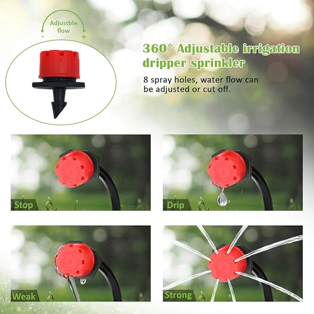 For Farmland Greenhouse Bonsai Flowers Vegetables Automatic Drip Irrigation Kit 10-30M Efficient 1/4 Inch Garden Watering System