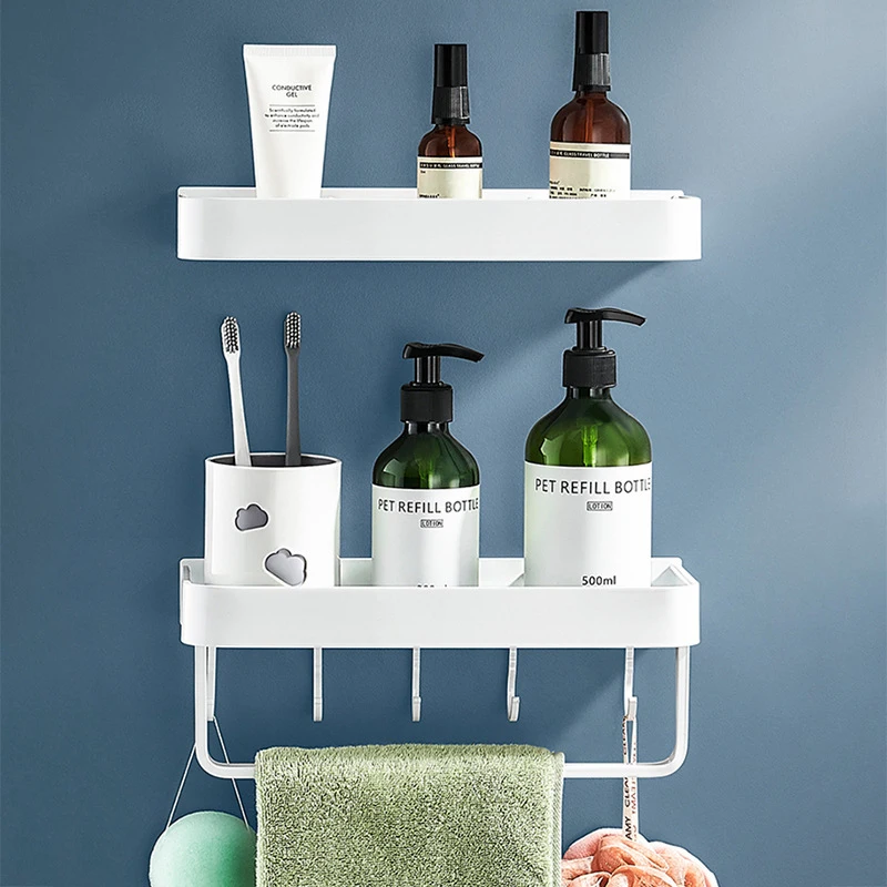 Estante de baño sin taladro, toallero, champú, ducha, soporte de almacenamiento, organizador de cocina, accesorios de baño