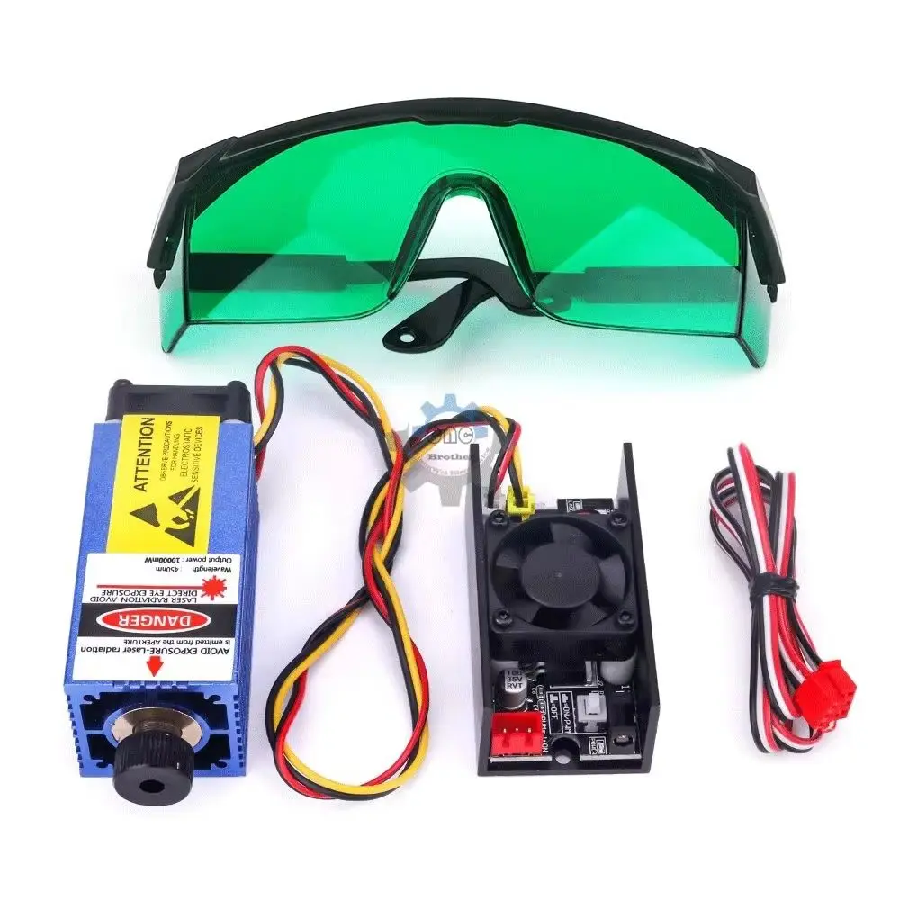 Precision Laser Engraving:40W High Power 12V Laser Head 450nm Blue-Violet Light TTL/PWM Driver Reliable and Accurate Performance