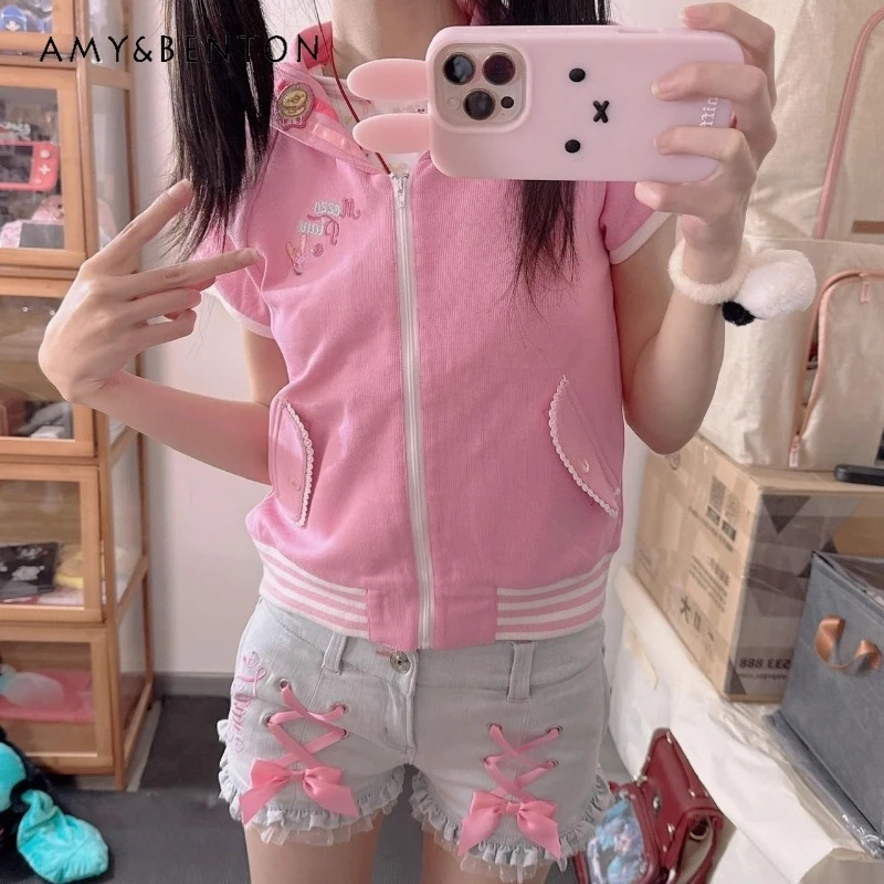 

Japanese New Cute Sweet Hot Girl Y2K Subculture Women's Clothing Original Design Kawaii Bowknot Age-Reducing Denim Shorts Ladies