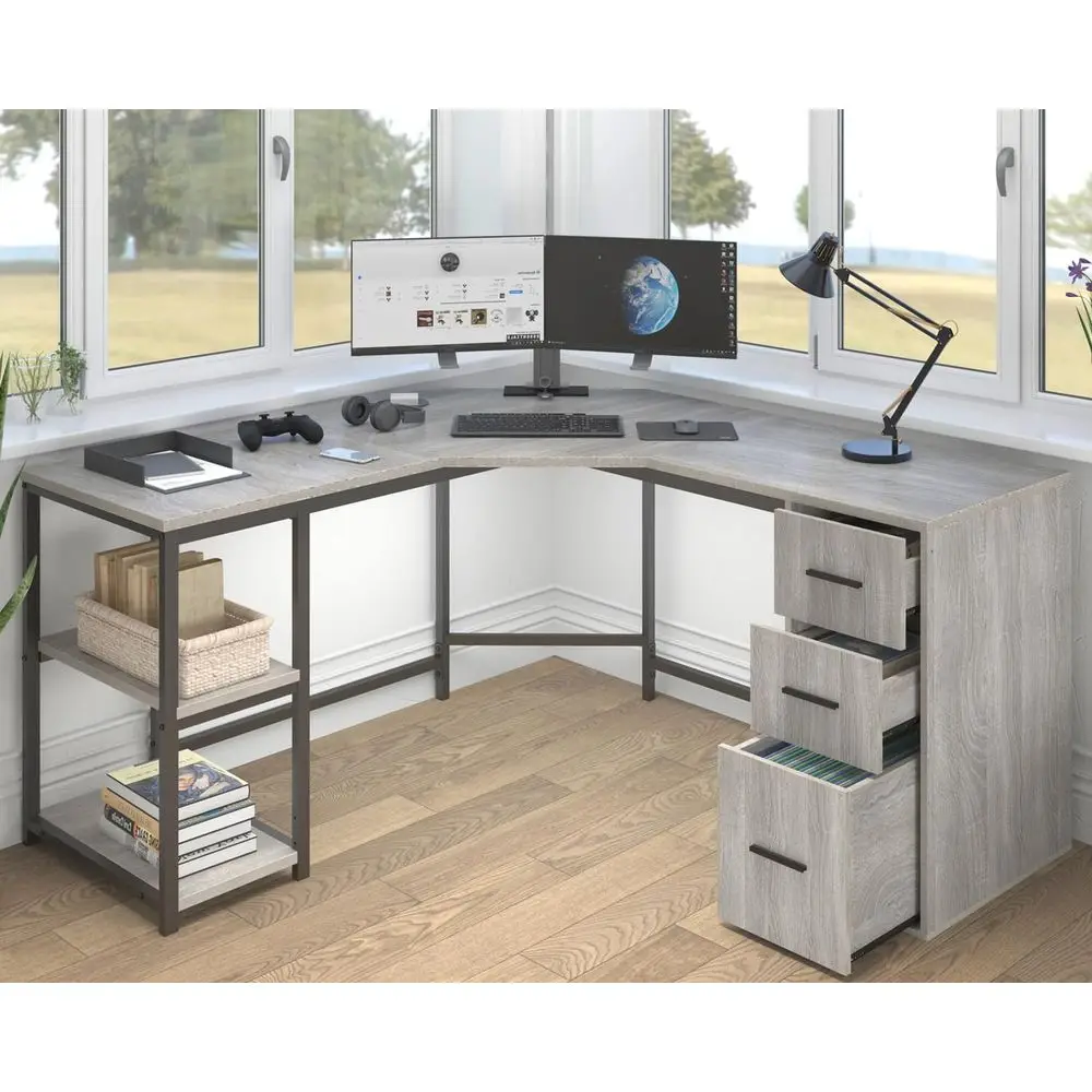 Reversible L Shaped Desk with Ders, Executive Computer Desk | 60