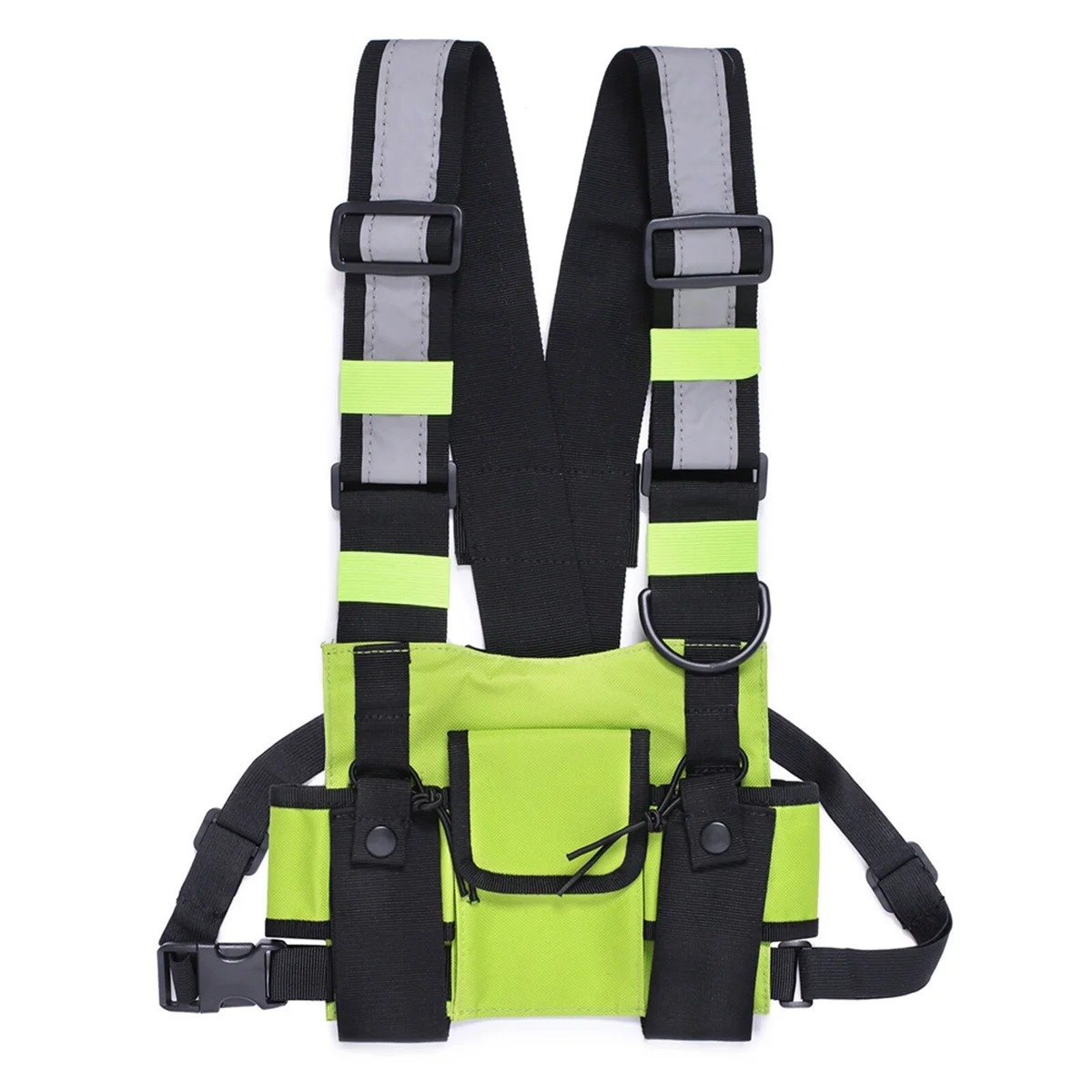 Walkie Talkie Double Chest Bag Radio Reflective Chest Harness Holder Bag Vest Rig Walkie Talkies Front Pack Pouch Case B