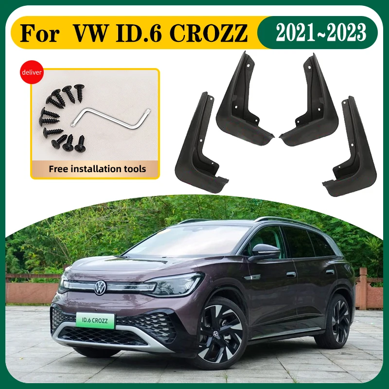 

Автомобильные брызговики для Volkswagen ID 6 CROZZ, аксессуары VW ID6 2021 ~ 2023, автомобильные брызговики, передние и задние крылья, аксессуары