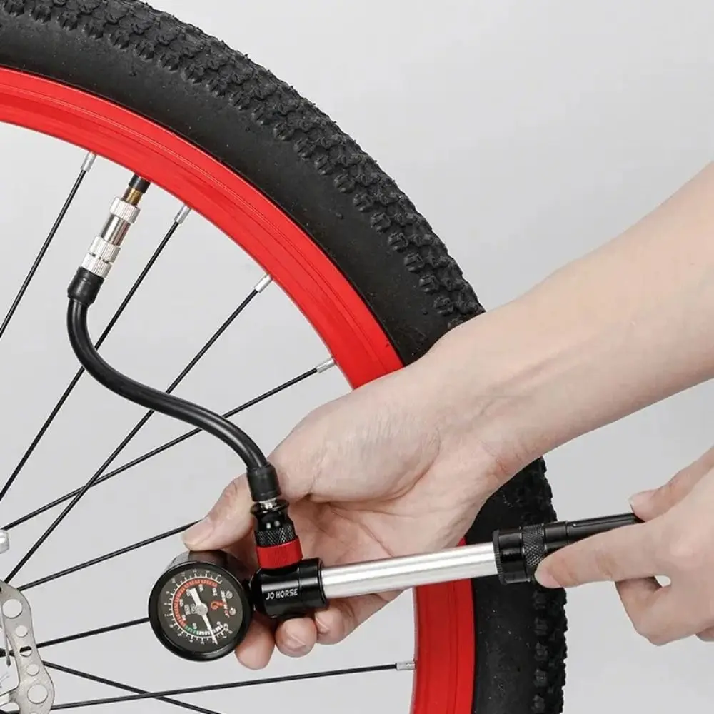 

Durable Aluminum Alloy Bike Air Pump Black Portable Manual Air Pump Lightweight Bike Tire Inflator Bicycle Accessories