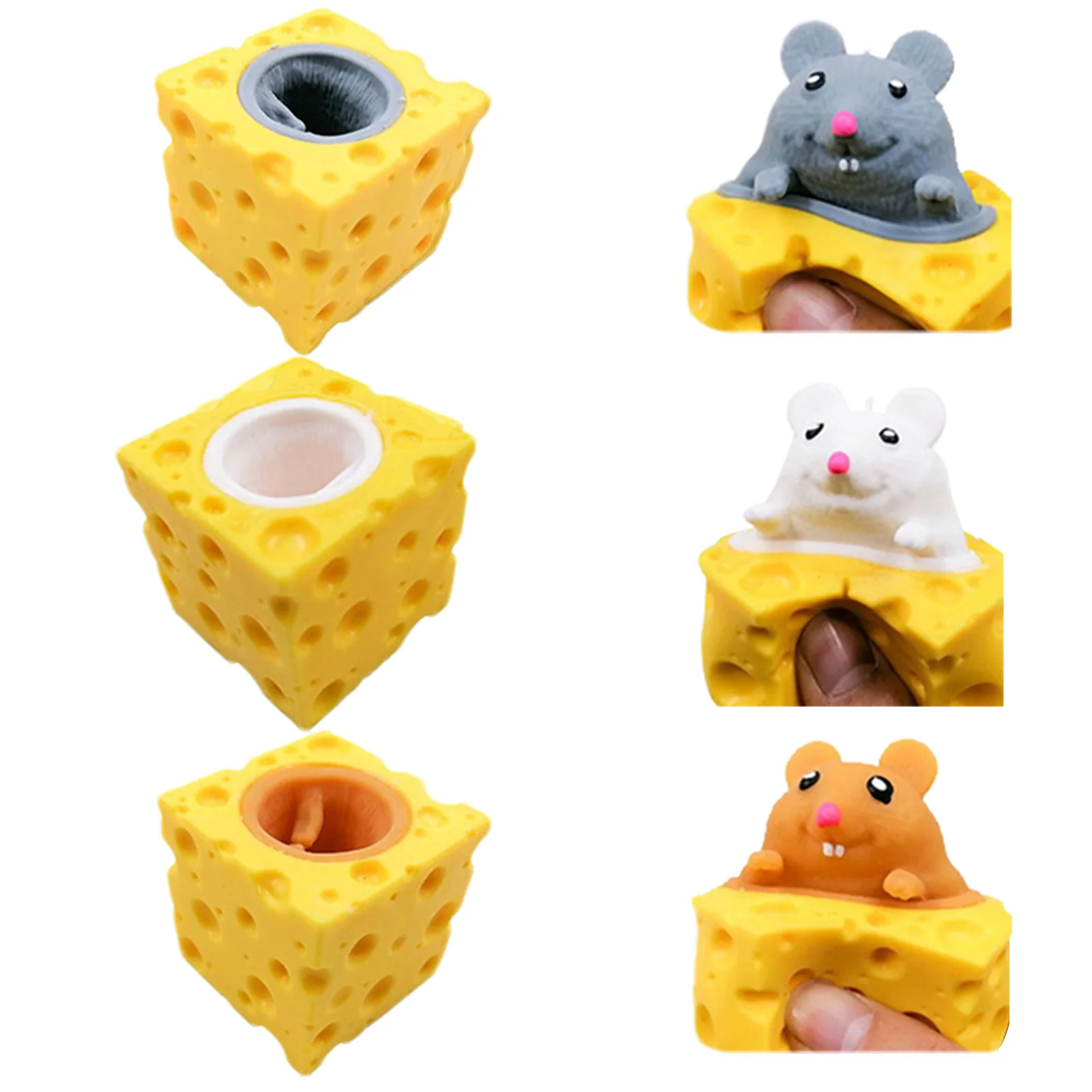 Cheese Cup Mouse Toy Creative Mouse Squeezing Toy Funny Sensory Toy For Kids Adults Easy To Play Soft Squeezing Toy Perfect Gift