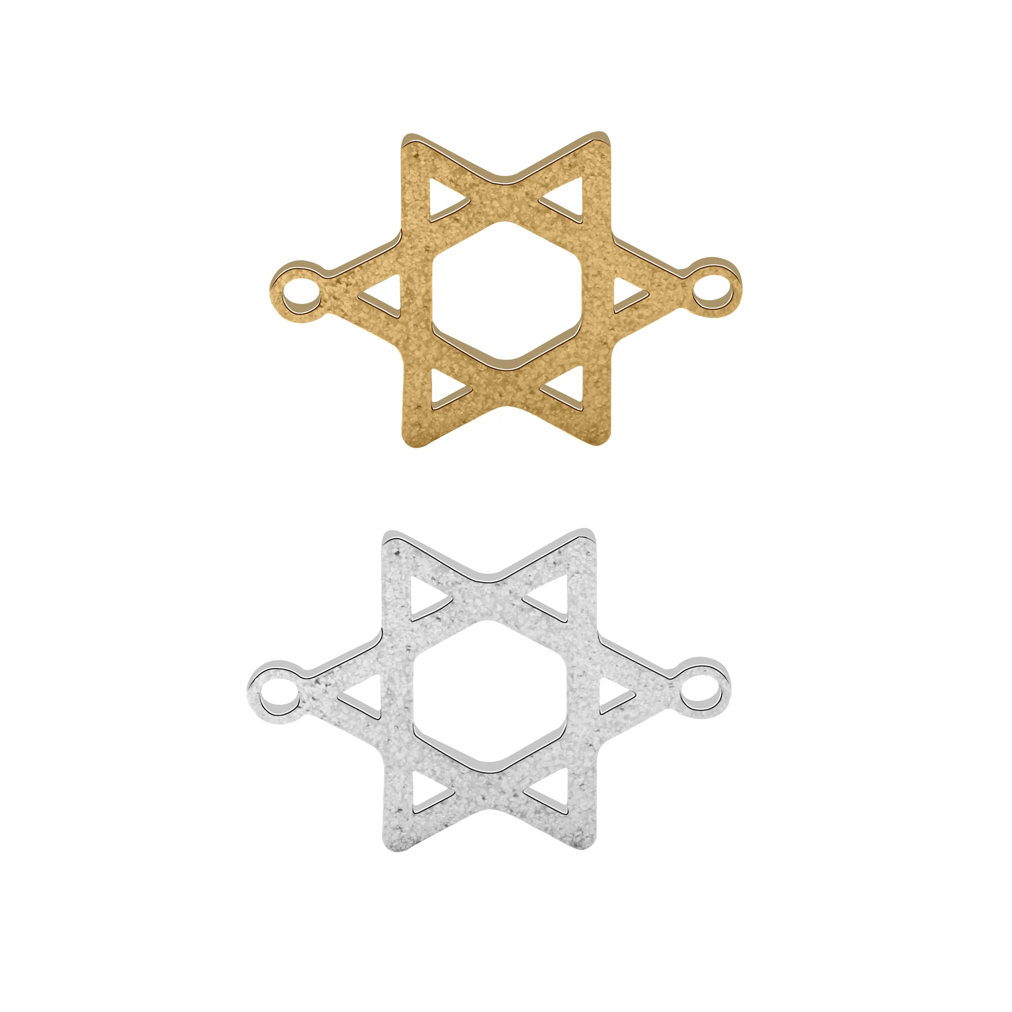 5Pcs/Lot Stainless Steel Jewish Star Of David Charm Connector DIY New Fashion Scrub Gold-plated Bracelet Makings Findings Gift