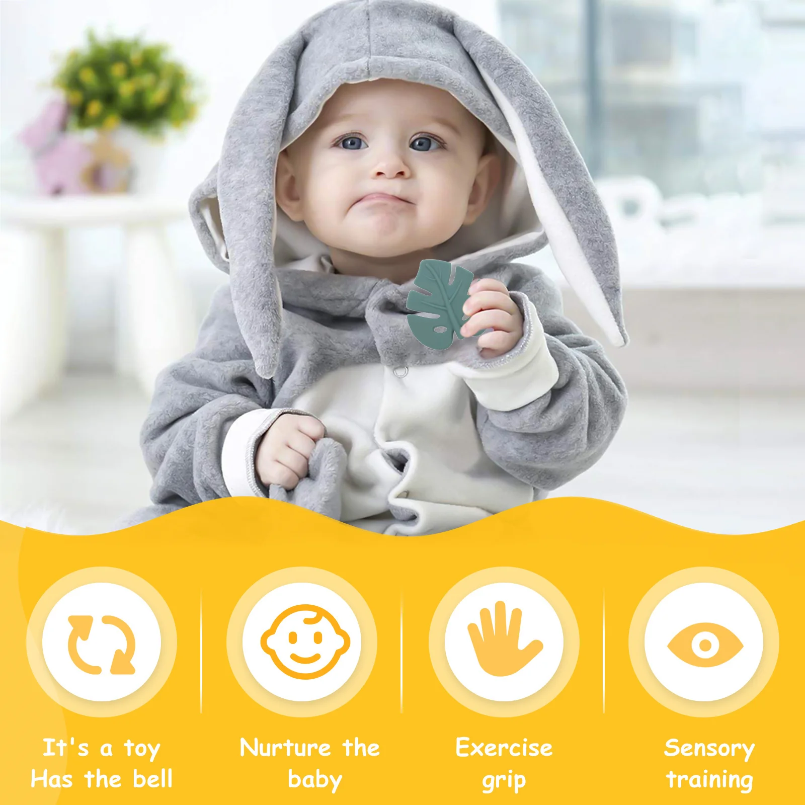 

Силиконовый прорезыватель для младенцев, для жевания, предотвращающий сосание пальцев, успокаивающий, для облегчения зубовывания, развития координации