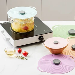 5 Styles Anti Overflow Sealing Silicone Pot Cover Heat Resistant Microwave Splatter Cover Fresh-Keeping Lid Pot Lid