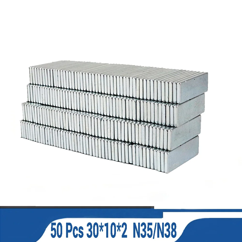 

50 Pcs NdFeB Block Super Strong Permanent Neodymium Magnet 30*10*2mm N35 N38 Thick Quadrate Super Strong Powerful Magnets