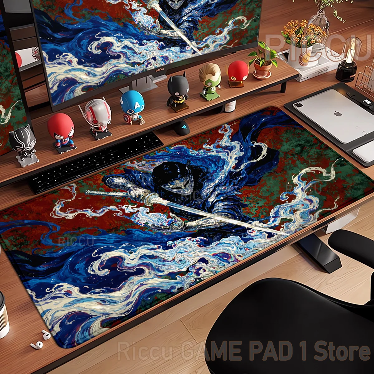 Cool Heavy-Armored Warrior Mouse Pad Desk Mat with Stitched Edge XXL Mousepads Rubber Anti-slip Gamer Keyboard Rug Gaming Mats