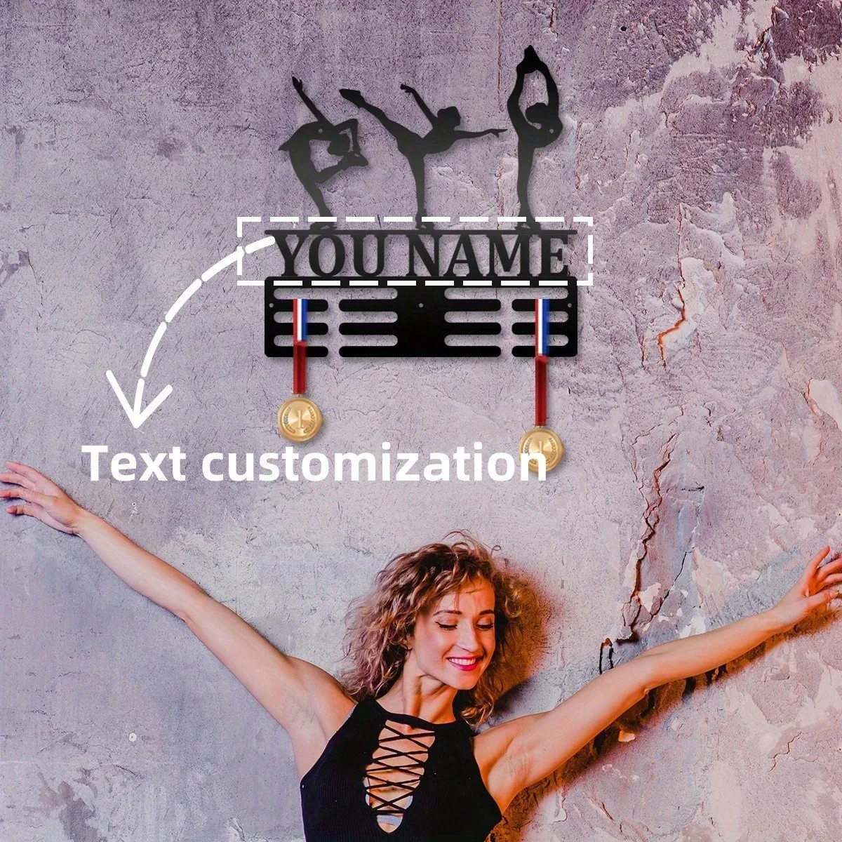 

Custom Ice Skating Medal Hanger Display, Metal Wall Rack for Figure Skater, Personalized Name Bar, Art Deco Award Holder, Gift f