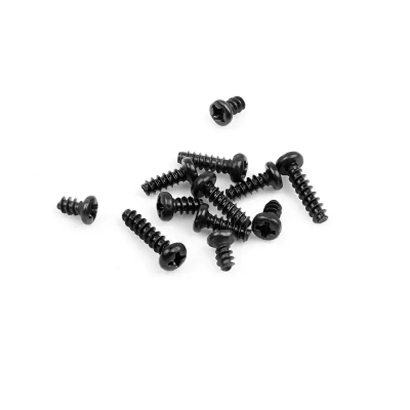 Best1 50pcs M1.7 Phillips screw Round head Flat tail self tapping screws Cross Pan heads bolt Carbon steel black 3mm-8mm Length