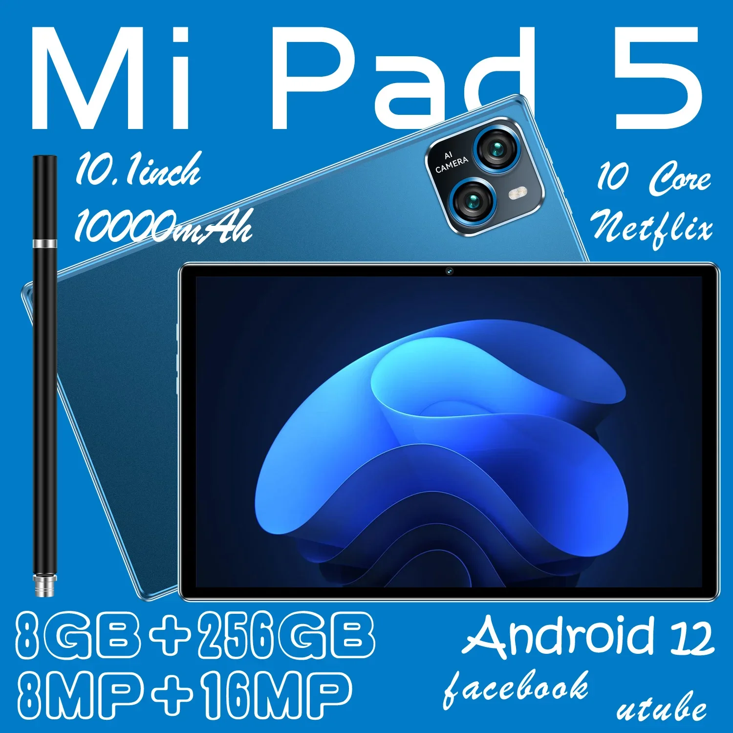 Mi Pad 5-スマートタブレット,Android 256 Plus,128GB,10.1 GBメモリカード,5g,GPS,wifi,fm,インチ,12