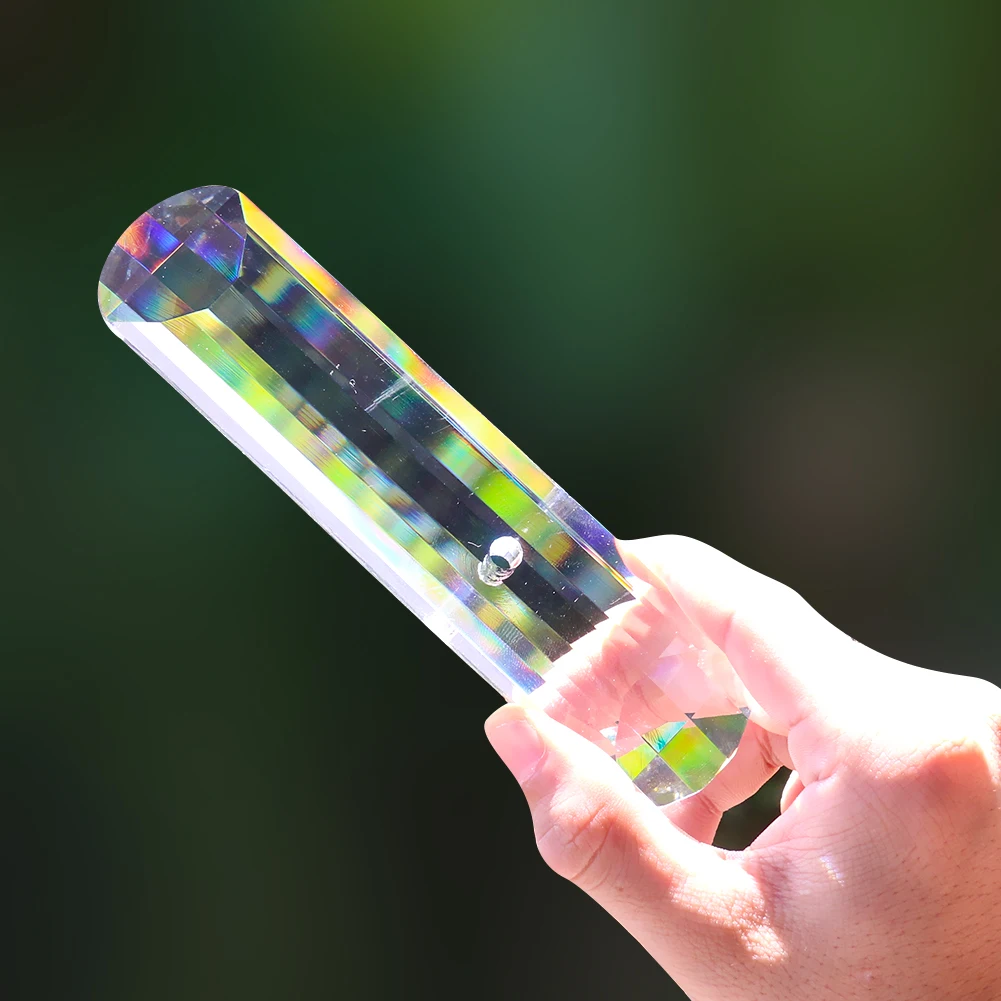 Muy Bien 150mm Clear Cylindrical Crystal Prism Faceted SunCatcher Lucky Feng Shui Pendant Home Garden Wedding Decoration Crafts