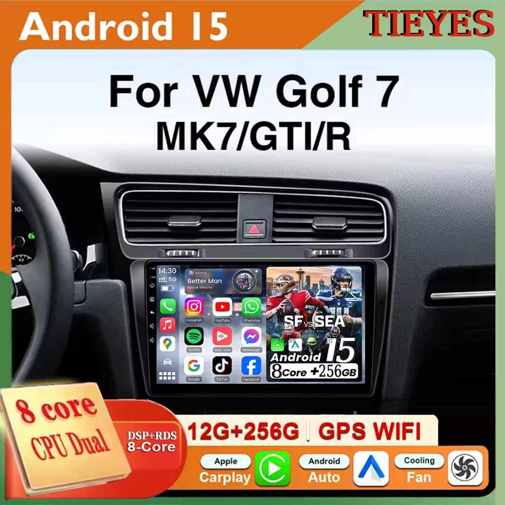 

Для Volkswagen VW Golf 7 MK7 GTI 2012 2013-2020 Android 15 Carplay + Автомобильный радиоприемник Мультимедийный плеер Авто головное устройство Навигация G