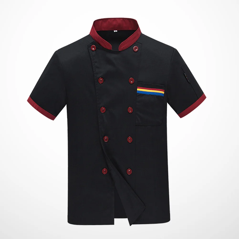 

Men Summer Short Sleeve Chef Jacket Premium Material Wearproof Casual Loose Chef Clothes for Bakery Hotel Restaurant Size M