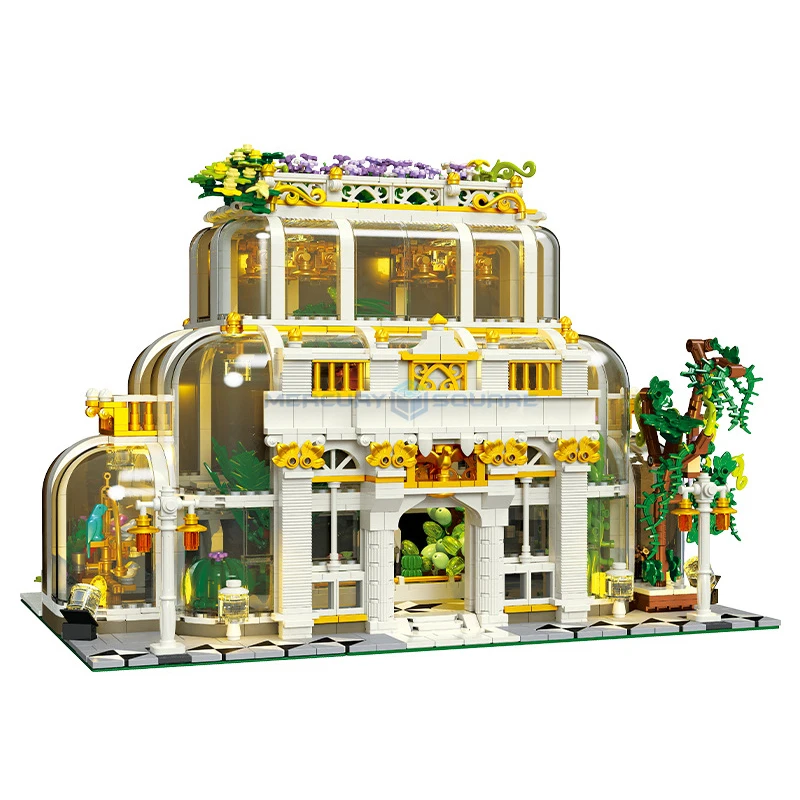 

Neoclassical Botanical Garden Model Building Blocks MOC JJ9044 Plants Park Glass House Modular Bricks Toy Ideas Gift Girls Boys