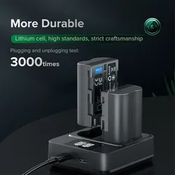 LLANO Nikon EN-EL3E Camera Charger LED USB Dual Slot Digital for D50/D70D80/D90/D100/D200/D300/D300S/D700/D3000/D5000/D7000