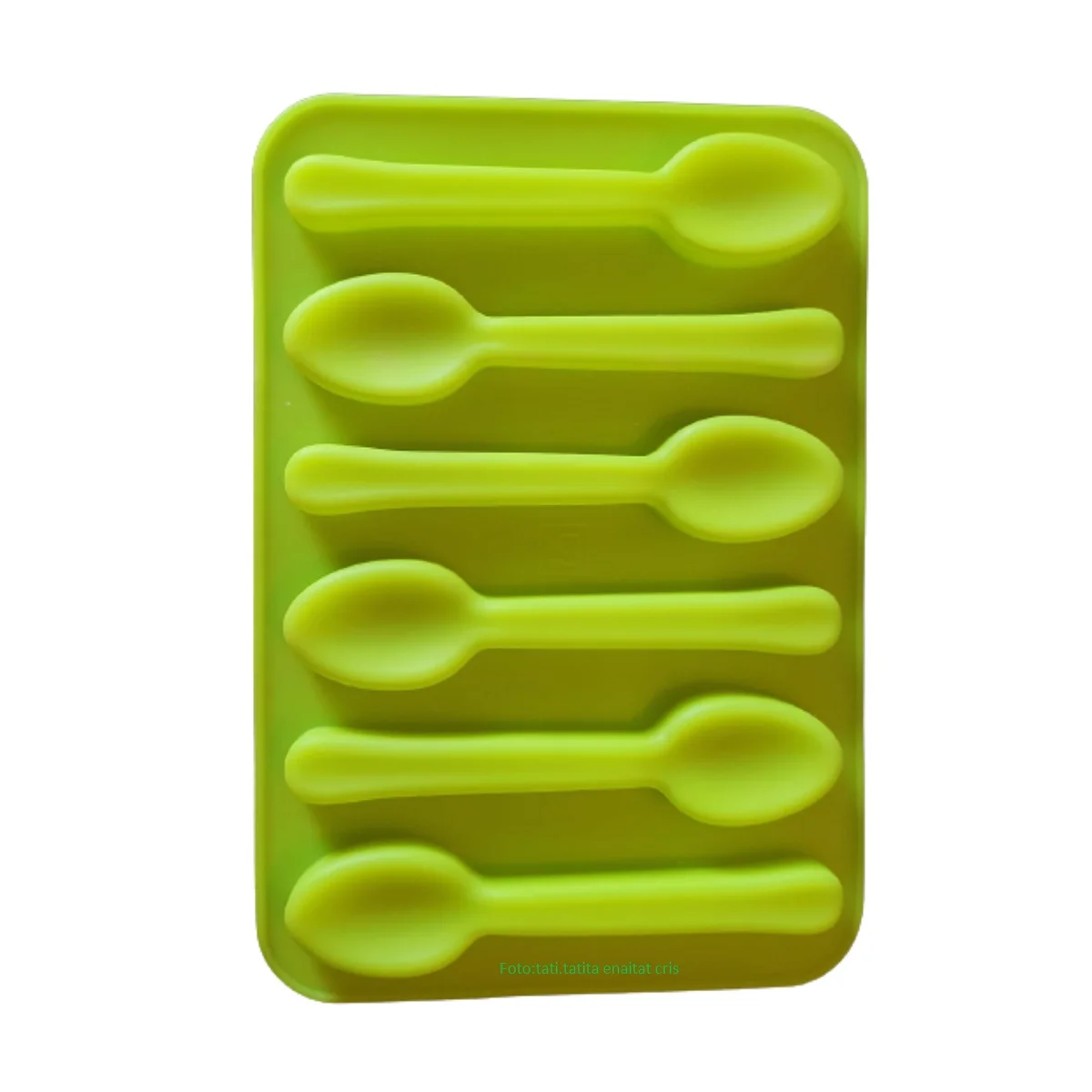 Silicone Shape with 6 Cavities Spoons Small Confectionery Biscuit Green