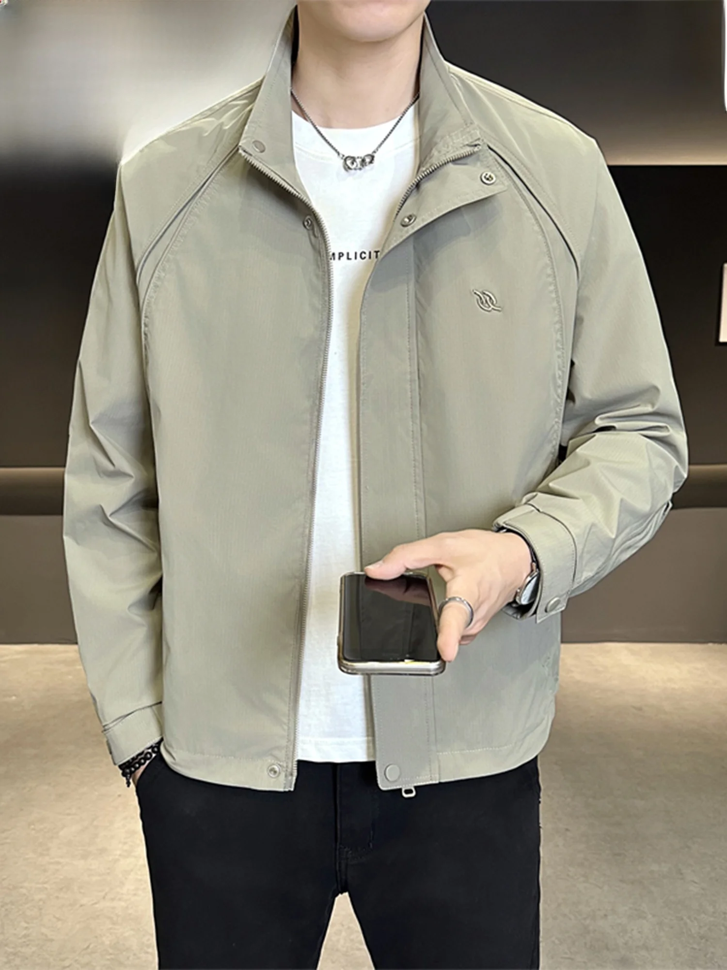 ピエール・カルダン メンズ カジュアル ワークウェア ジャエット スタンドカラー 防風 春秋 ファッション ポリエステル繊維 ロングスリーブ ジッパー