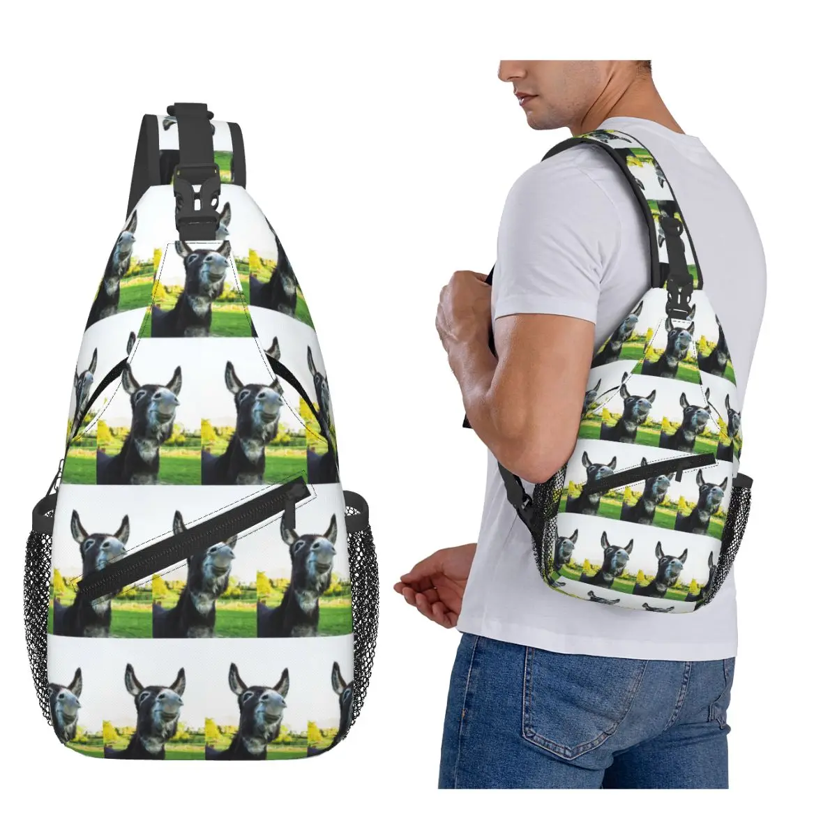 

Donkey Chest Bag Men Sling Crossbody Backpack Chest Bag Traveling Hiking Daypack Shoulder Bag