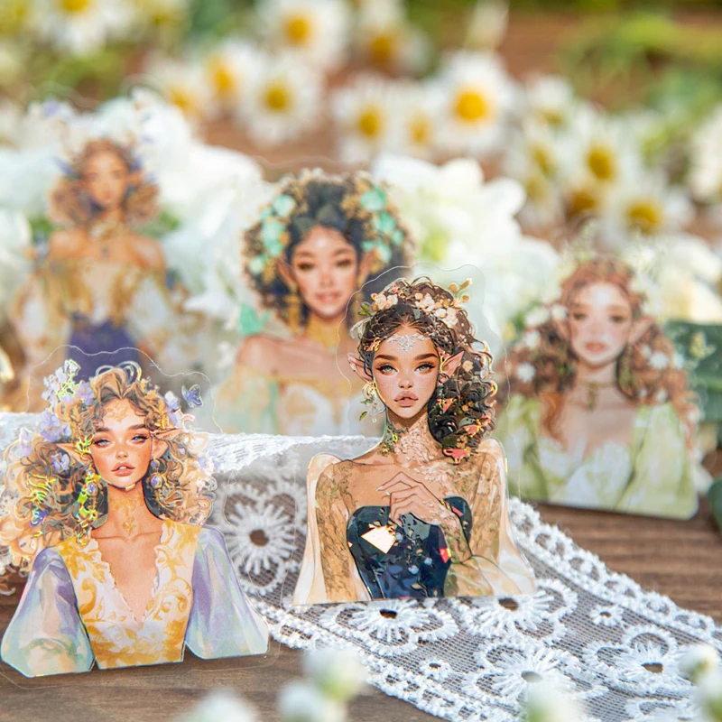 Mr Paper, 6 styles, Spring Flower Messenger Series Spring Girl Theme PET Stickers, DIY Handbook Decorative Stickers